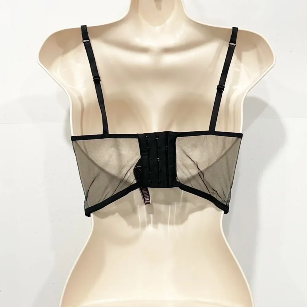 Victoria’s Secret Velvet Bustier Very Sexy Balconnet Women Sz 34C Black‎ Shimmer
